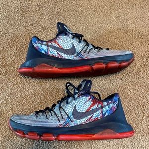 Size 10 Mens Nike KD 8 Independence Day USA Basketball Shoes Red White Blue
